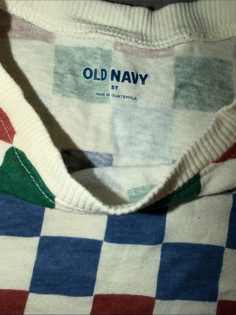Old Navy Checkerboard Tee in Blue, Green, Red, Cream